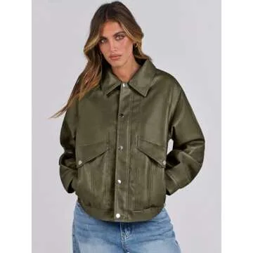 ANRABESS Women's Faux Leather Jacket - Trendy Fall Fashion