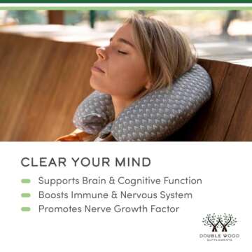 Lions Mane Supplement Mushroom Capsules (Two Month Supply - 120 Count) Lions Mane Mushroom for Brain Support and Immune Health (Third Party Tested, Grown and Encapsulated in The USA) by Double Wood