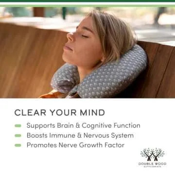 Lions Mane Supplement Mushroom Capsules (Two Month Supply - 120 Count) Lions Mane Mushroom for Brain Support and Immune Health (Third Party Tested, Grown and Encapsulated in The USA) by Double Wood