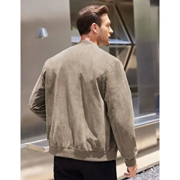 COOFANDY Men's Vintage Suede Leather Bomber Jacket