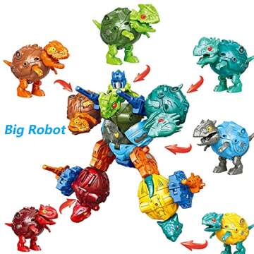 puxida 6 in 1 Dinosaur Robots Transformed Toys Set, Education Dinosaurs Eggs Deformation Robot with 4 Weapons Guns, Great Easter/Birthday Gift Transform Toy for Kids 6 7 8 9 10+ Boys and Girls