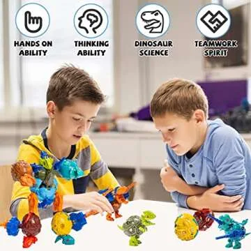 puxida 6 in 1 Dinosaur Robots Transformed Toys Set, Education Dinosaurs Eggs Deformation Robot with 4 Weapons Guns, Great Easter/Birthday Gift Transform Toy for Kids 6 7 8 9 10+ Boys and Girls