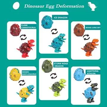 puxida 6 in 1 Dinosaur Robots Transformed Toys Set, Education Dinosaurs Eggs Deformation Robot with 4 Weapons Guns, Great Easter/Birthday Gift Transform Toy for Kids 6 7 8 9 10+ Boys and Girls