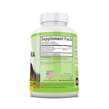 Chanca Piedra 1600 mg - 120 Tablets Kidney Stone Crusher Gallbladder Support Peruvian Chanca Piedra