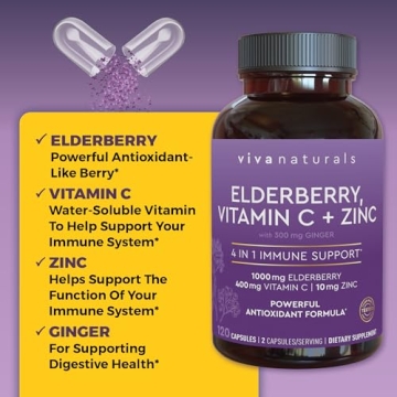 Viva Naturals Elderberry Immune Support Supplement - 120 Capsules