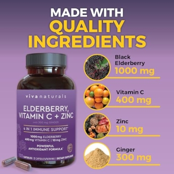 Viva Naturals Elderberry Immune Support Supplement - 120 Capsules