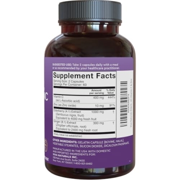 Viva Naturals Elderberry Immune Support Supplement - 120 Capsules