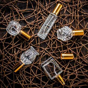 H&D HYALINE & DORA Vintage Glass Perfume Bottles Empty Refillable Sprayer Bottle Fine Mist Spray Bottles Set of 5