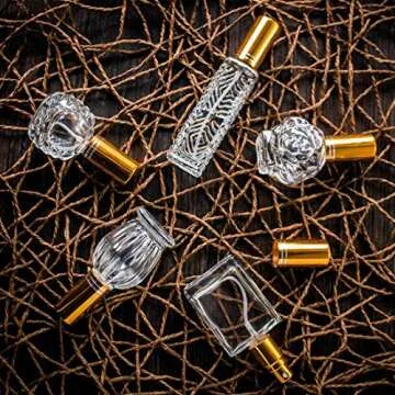 H&D HYALINE & DORA Vintage Glass Perfume Bottles Empty Refillable Sprayer Bottle Fine Mist Spray Bottles Set of 5