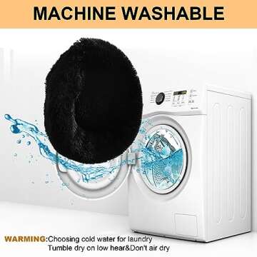 Kimpets Dog Bed Calming Dog Beds for Small Medium Large Dogs - Round Donut Washable Puppy Dog Bed, Anti-Slip Faux Fur Fluffy Donut Cuddle Anxiety Cat Pet Bed(28'' Black)