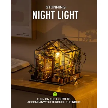 Rolife DIY Miniature House Kit Greenhouse, Tiny House Kit for Adults to Build, Mini House Making Kit with Furniture, Halloween/Christmas Decorations/Gifts for Family and Friends (Cathy's Greenhouse)
