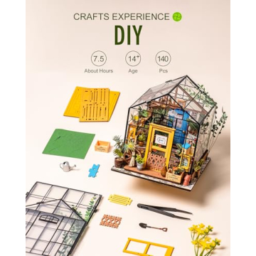 Rolife DIY Miniature House Kit Greenhouse, Tiny House Kit for Adults to Build, Mini House Making Kit with Furniture, Halloween/Christmas Decorations/Gifts for Family and Friends (Cathy's Greenhouse)