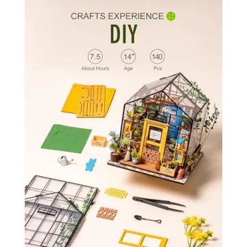 Rolife DIY Miniature House Kit Greenhouse, Tiny House Kit for Adults to Build, Mini House Making Kit with Furniture, Halloween/Christmas Decorations/Gifts for Family and Friends (Cathy's Greenhouse)