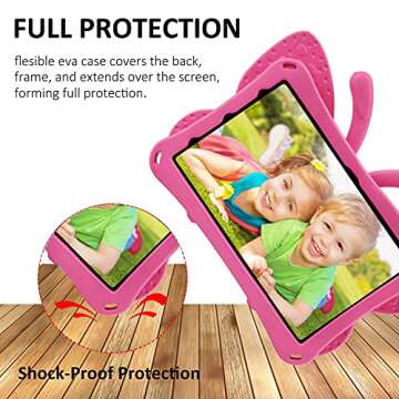 iPad 10.2 Tablet Case Kids,iPad 10.2 7 8 9 Butterfly Case with Kickstand Light EVA Full Boby Drop Protective Rugged Shockproof Kid-Proof iPad 10.2 7 8 9 Kid Tablet Case for Girl Kid Gift (Rose)