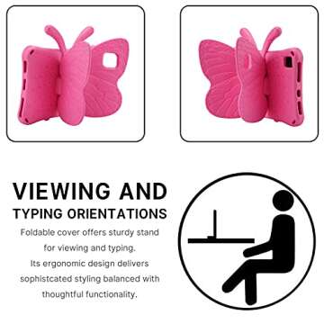 iPad 10.2 Tablet Case Kids,iPad 10.2 7 8 9 Butterfly Case with Kickstand Light EVA Full Boby Drop Protective Rugged Shockproof Kid-Proof iPad 10.2 7 8 9 Kid Tablet Case for Girl Kid Gift (Rose)