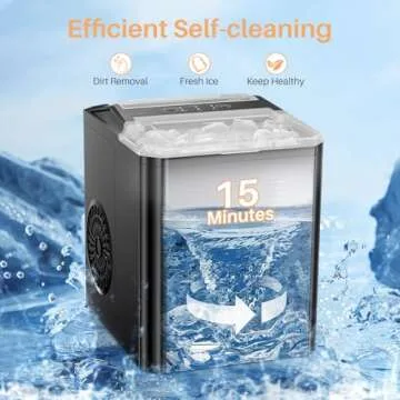 Ice Maker Countertop, Portable Self-Cleaning Ice Machine, 9 Cubes Ready in 6 Mins 26lbs/24Hrs, 2 Sizes of Bullet Ice for Home Kitchen Office Bar Party