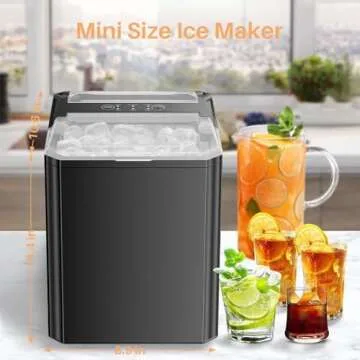 Ice Maker Countertop, Portable Self-Cleaning Ice Machine, 9 Cubes Ready in 6 Mins 26lbs/24Hrs, 2 Sizes of Bullet Ice for Home Kitchen Office Bar Party