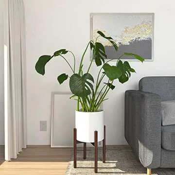 TIMEYARD Mid Century Plant Stand - Up to 10'' Flower Pot, Wood Indoor Planter Holder, Modern Home Decor (Planter Not Included)