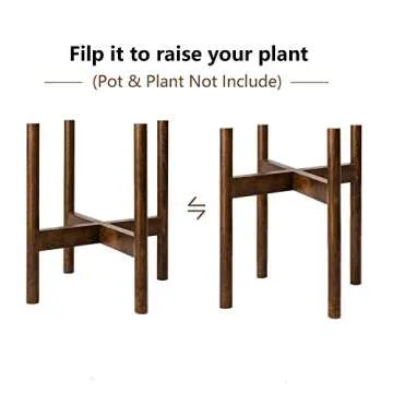 TIMEYARD Mid Century Plant Stand - Up to 10'' Flower Pot, Wood Indoor Planter Holder, Modern Home Decor (Planter Not Included)
