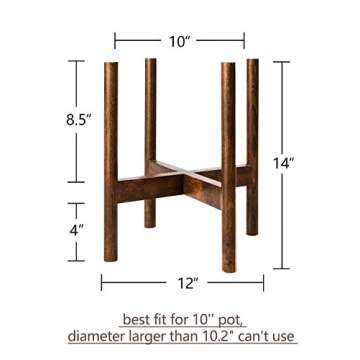 TIMEYARD Mid Century Plant Stand - Up to 10'' Flower Pot, Wood Indoor Planter Holder, Modern Home Decor (Planter Not Included)