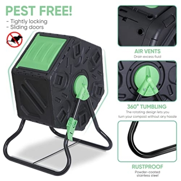 F2C 18.5 Gallon Compost Tumbler with Sliding Doors