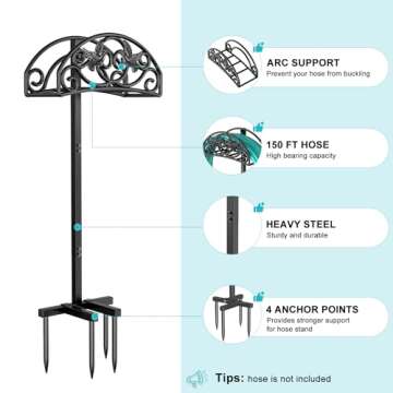 Keten Garden Hose Holder Freestanding for 150ft Hose