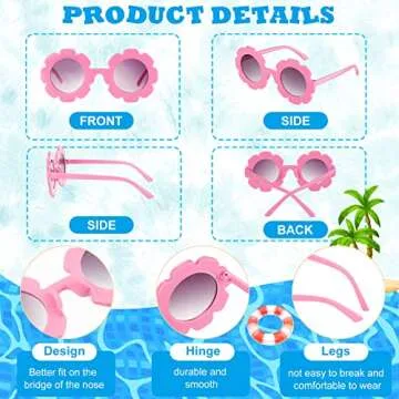 12 Pairs Kids Round Flower Sunglasses Flower Shaped Sunglasses Cute Outdoor Sunglasses Eyewear for Kids (Cute Colors)