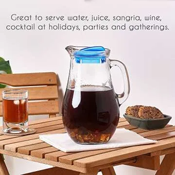 Elegant Glass Water Pitcher with Lid - 62 oz Capacity