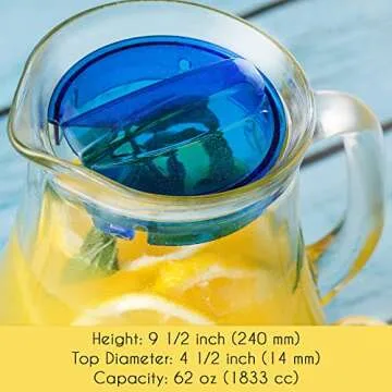 Elegant Glass Water Pitcher with Lid - 62 oz Capacity