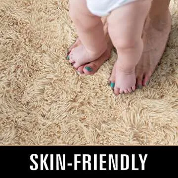TWINNIS Super Soft Shaggy Rugs Fluffy Carpets, 5x8 Feet, Indoor Modern Plush Area Rugs for Living Room Bedroom Kids Room Nursery Home Decor, Upgrade Anti-Skid Rectangular Fuzzy Rug, Light Tan