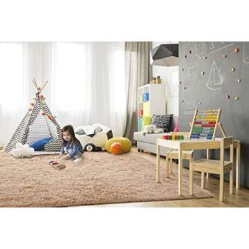 TWINNIS Super Soft Shaggy Rugs Fluffy Carpets, 5x8 Feet, Indoor Modern Plush Area Rugs for Living Room Bedroom Kids Room Nursery Home Decor, Upgrade Anti-Skid Rectangular Fuzzy Rug, Light Tan