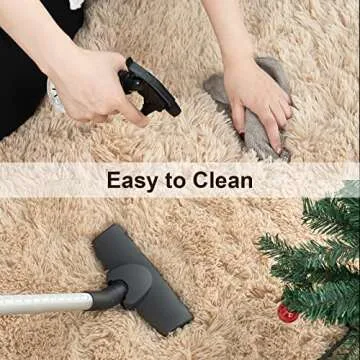 TWINNIS Super Soft Shaggy Rugs Fluffy Carpets, 5x8 Feet, Indoor Modern Plush Area Rugs for Living Room Bedroom Kids Room Nursery Home Decor, Upgrade Anti-Skid Rectangular Fuzzy Rug, Light Tan