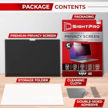 SightPro Magnetic Privacy Screen for MacBook Pro 16 Inch (2021-2024, M1, M2, M3, M4, Pro, Max) Removable Laptop Privacy Filter Shield and Protector