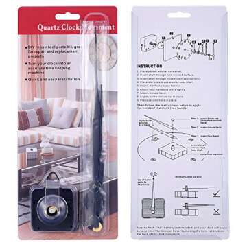 Hicarer High Couple Quartz Clock Movement Replacement Parts with Long Hands and Spade Hanger 208mm/8.2 Inch