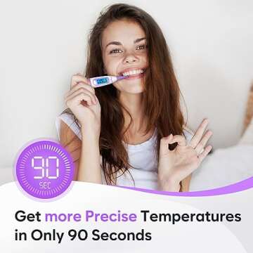 Easy@Home Digital Basal Thermometer with Large Backlight LCD Display, 1/100th Degree High Precision and Memory Recall, NOT Bluetooth Enabled,Upgraded EBT-100B-P (Purple)