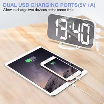 Stylish U-pick Digital Alarm Clock with USB Charger