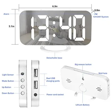Stylish U-pick Digital Alarm Clock with USB Charger
