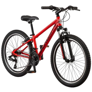 Schwinn High Timber AL Mountain Bike for Youth Boys Girls, 24-Inch Wheels, 21-Speeds, Front Suspensi...