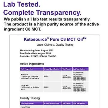 Ketosource Premium Pure C8 MCT Oil | Boosts Ketones 3X More Than Other MCTs | Highest 99.8% Purity | Supports Keto Nutrition & Fasting | BPA-Free Bottle (17.6oz) | Vegan Friendly & Gluten Free