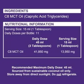 Ketosource Premium Pure C8 MCT Oil | Boosts Ketones 3X More Than Other MCTs | Highest 99.8% Purity | Supports Keto Nutrition & Fasting | BPA-Free Bottle (17.6oz) | Vegan Friendly & Gluten Free