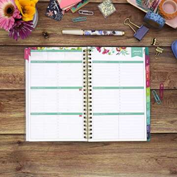 Blue Sky Day Designer for 2020 Weekly & Monthly Planner, Flexible Cover, Twin-Wire Binding, 5' x 8', Peyton White (103619-20)