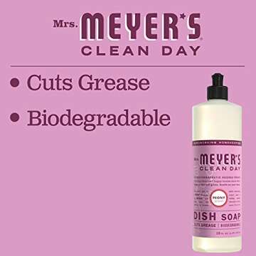 MRS. MEYER'S CLEAN DAY Liquid Dish Soap, Biodegradable Formula, Peony, 16 fl. oz