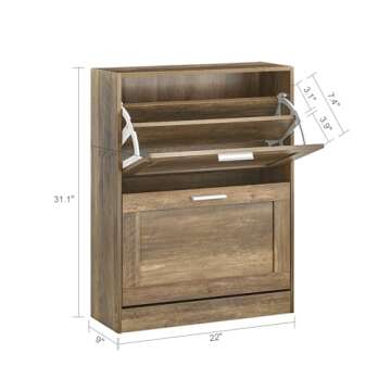 Haotian Brown Shoe Storage Cabinet for Stylish Entryways