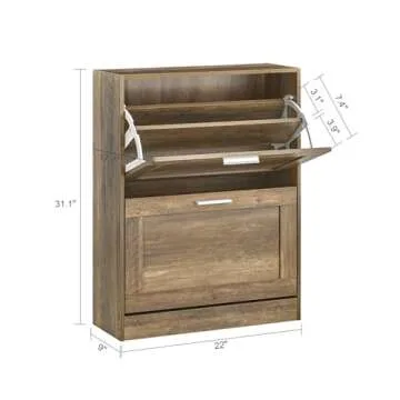 Haotian Brown Shoe Storage Cabinet for Stylish Entryways