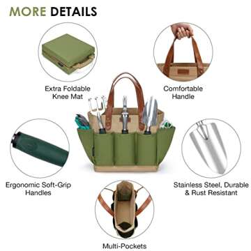 Garden Tool Tote with 11 Essential Hand Tools