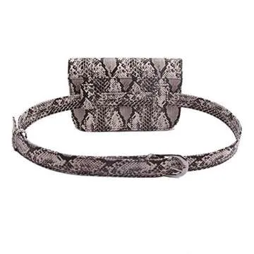 Small PU Leather Elegant Fanny Pack Belt Bag Purse Snakeskin pattern for Women Travel