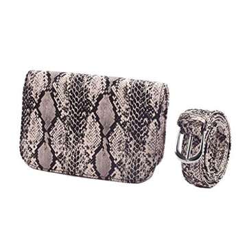 Small PU Leather Elegant Fanny Pack Belt Bag Purse Snakeskin pattern for Women Travel