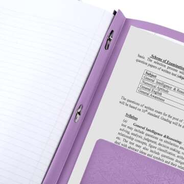 Five Star 2-Pocket Folder with Prong Fasteners, Stay-Put Folder, Folders with Pockets, Amethyst Purple (38750)