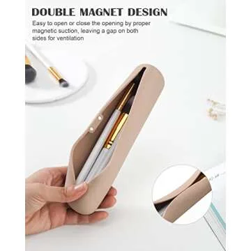 CORNERIA Magnet Buckle Makeup Brush Holder, Portable Silicone Makeup Brush Case Eco-Friendly for Business