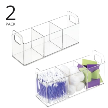 mDesign 3-Compartment Durable Bathroom Organizer - Set of 2